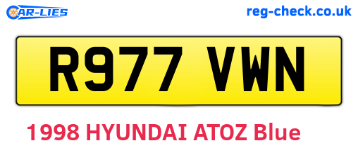 R977VWN are the vehicle registration plates.