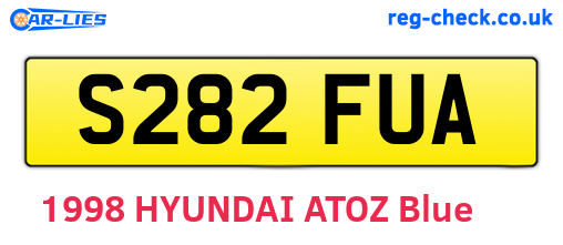 S282FUA are the vehicle registration plates.