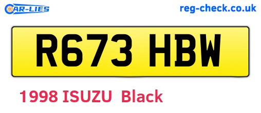 R673HBW are the vehicle registration plates.
