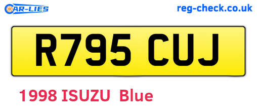 R795CUJ are the vehicle registration plates.