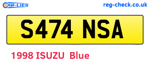 S474NSA are the vehicle registration plates.