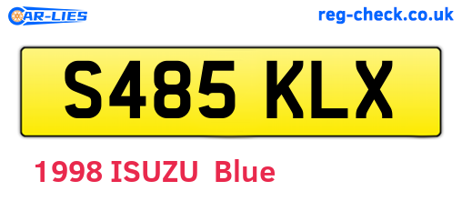 S485KLX are the vehicle registration plates.