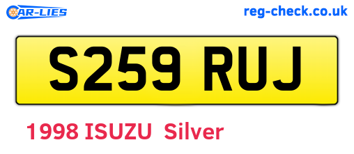S259RUJ are the vehicle registration plates.