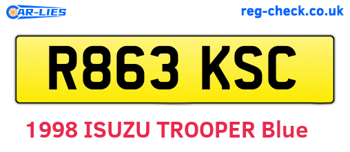 R863KSC are the vehicle registration plates.