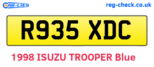 R935XDC are the vehicle registration plates.