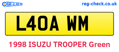 L40AWM are the vehicle registration plates.