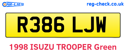 R386LJW are the vehicle registration plates.