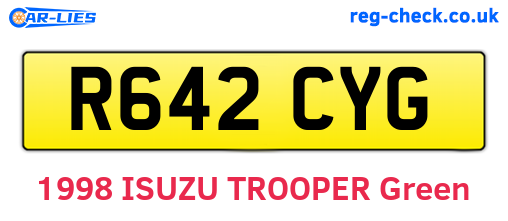 R642CYG are the vehicle registration plates.
