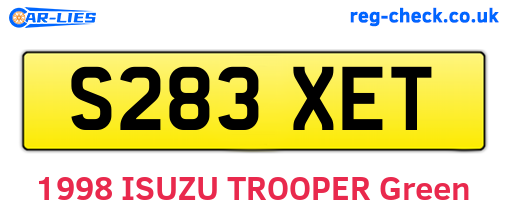 S283XET are the vehicle registration plates.