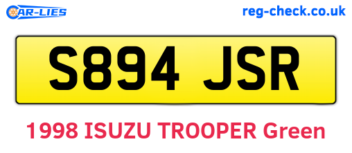 S894JSR are the vehicle registration plates.