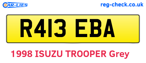 R413EBA are the vehicle registration plates.