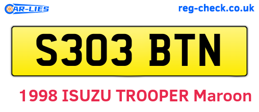 S303BTN are the vehicle registration plates.
