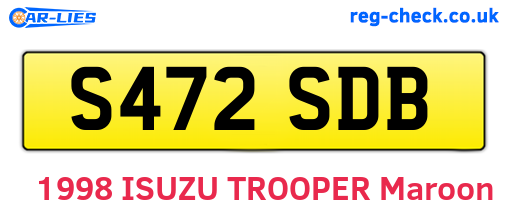 S472SDB are the vehicle registration plates.