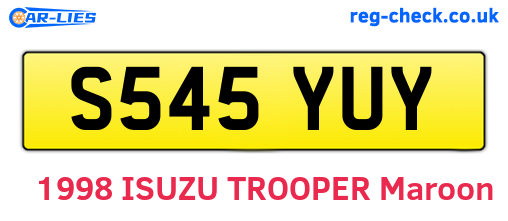 S545YUY are the vehicle registration plates.