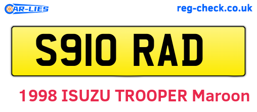 S910RAD are the vehicle registration plates.