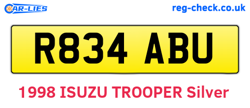 R834ABU are the vehicle registration plates.