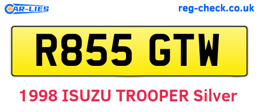 R855GTW are the vehicle registration plates.