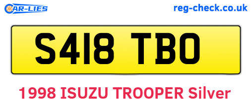 S418TBO are the vehicle registration plates.