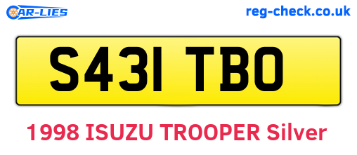 S431TBO are the vehicle registration plates.
