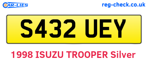 S432UEY are the vehicle registration plates.