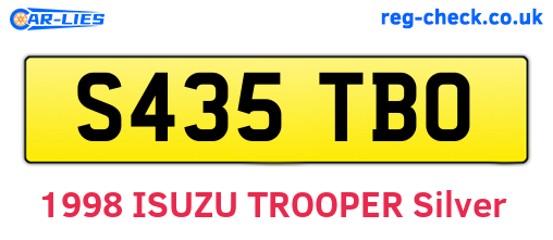S435TBO are the vehicle registration plates.