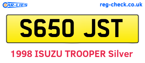 S650JST are the vehicle registration plates.
