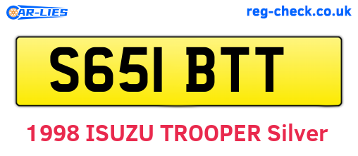 S651BTT are the vehicle registration plates.