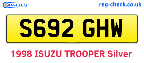 S692GHW are the vehicle registration plates.