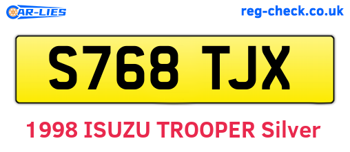 S768TJX are the vehicle registration plates.