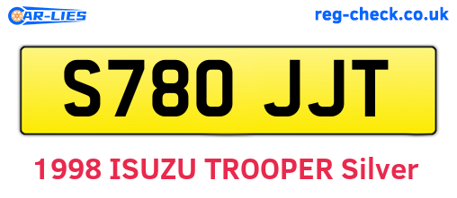 S780JJT are the vehicle registration plates.