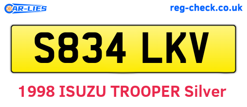 S834LKV are the vehicle registration plates.