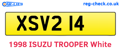 XSV214 are the vehicle registration plates.