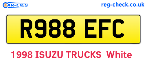 R988EFC are the vehicle registration plates.