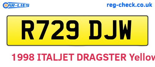 R729DJW are the vehicle registration plates.