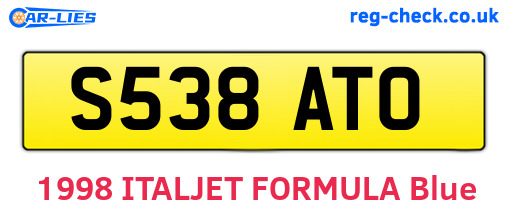 S538ATO are the vehicle registration plates.