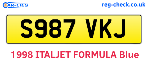 S987VKJ are the vehicle registration plates.