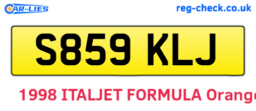 S859KLJ are the vehicle registration plates.