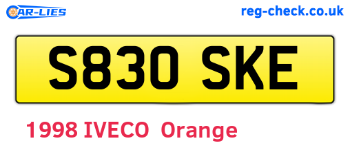 S830SKE are the vehicle registration plates.