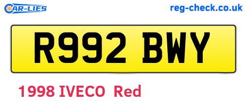 R992BWY are the vehicle registration plates.