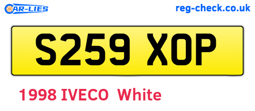 S259XOP are the vehicle registration plates.