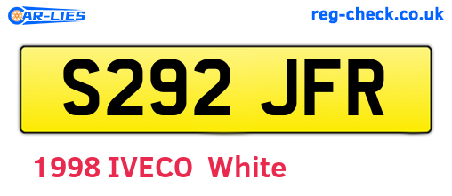 S292JFR are the vehicle registration plates.