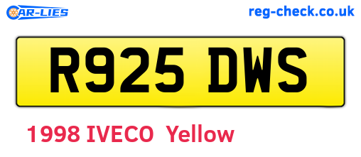 R925DWS are the vehicle registration plates.
