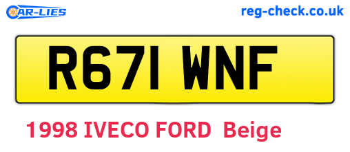 R671WNF are the vehicle registration plates.