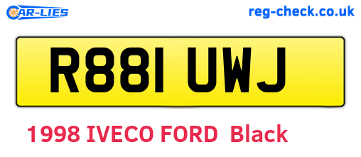 R881UWJ are the vehicle registration plates.