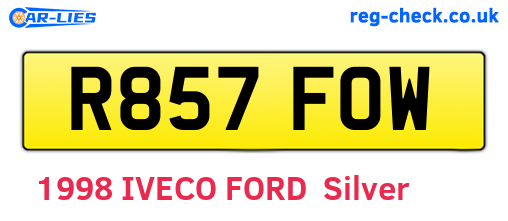 R857FOW are the vehicle registration plates.