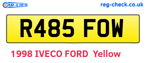 R485FOW are the vehicle registration plates.