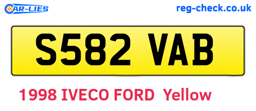 S582VAB are the vehicle registration plates.