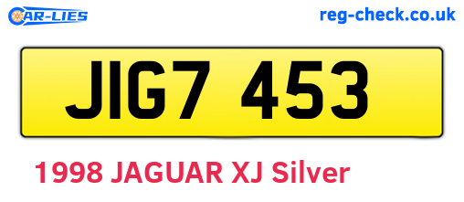 JIG7453 are the vehicle registration plates.