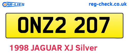 ONZ2207 are the vehicle registration plates.