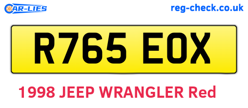 R765EOX are the vehicle registration plates.
